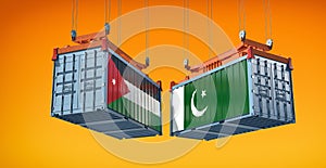 Freight containers with Jordan and Pakistan flag.