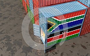 Freight containers with Kenya and South Africa flags.