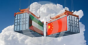 Freight containers with Kuwait and China flag.