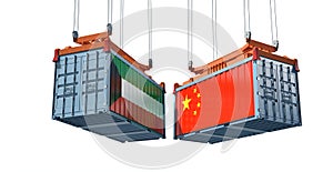 Freight containers with Kuwait and China flag.