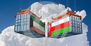 Freight containers with Kuwait and Oman flag.