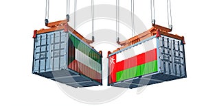 Freight containers with Kuwait and Oman flag.