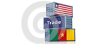 Freight containers with Liberia and Cameroon flag.