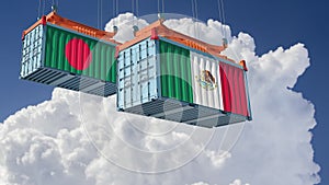 Freight containers with Mexico and Bangladesh flag.