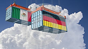 Freight containers with Mexico and German flag.