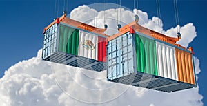 Freight containers with Mexico and Ireland flag.