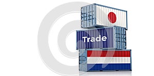 Freight containers with Netherlands and Japan flag.