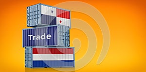 Freight containers with Netherlands and Panama flag.