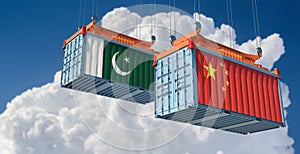 Freight containers with Pakistan and China flag.