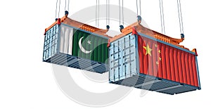 Freight containers with Pakistan and China flag.
