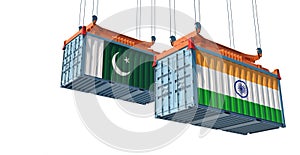 Freight containers with Pakistan and India flag.