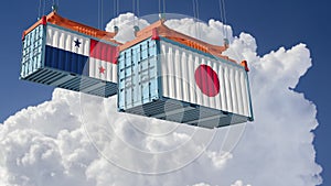 Freight Containers with Panama and Japan flags.