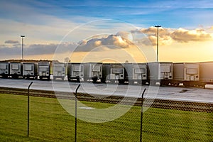 Freight containers in the parking lot