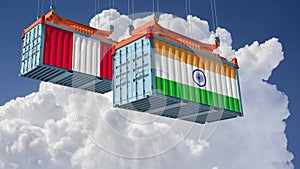 Freight containers with Peru and India flag.