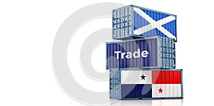 Freight containers with Scotland and Panama flags.