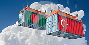 Freight containers with Turkey and Bangladesh flag.