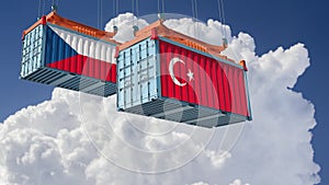 Freight Containers with Turkey and Czech Republic flags.