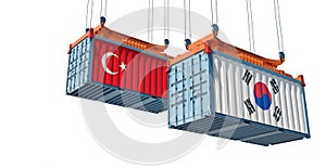 Freight containers with Turkey and South Korea flag.
