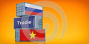 Freight containers with Vietnam and Russia flag.
