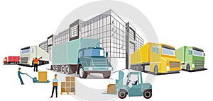 Freight forwarding, trucking, Illustration