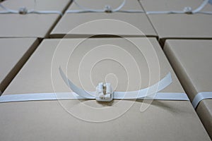 Freight parcel with plastic strap