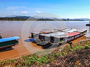 Freight and passenger boats on the Mekong