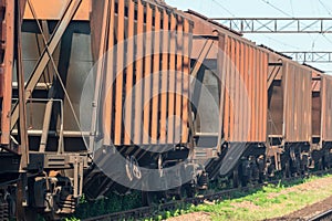 Freight railway cars at the marshalling yard