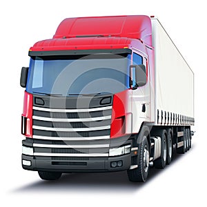 Freight semi-truck isolated on white background