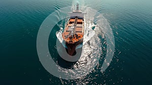 Freight Ship Cruising Through Clear Blue Waters