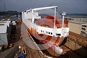 Freight ship in dock in Falmouth,UK photo