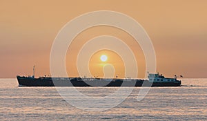 Freight ship passing the Dutch Markermeer lake