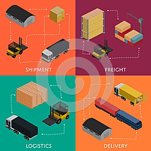 Freight shipment and delivery logistics set