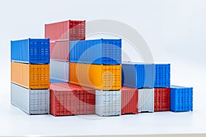Freight shipping container isolated on white background, Cargo containers global business company industry import export logistics