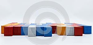 Freight shipping container isolated on white background, Cargo containers global business company industry import export logistics