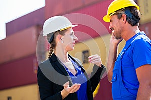 Freight shipping at container terminal of port