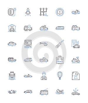 Freight shipping line icons collection. Logistics, Transport, Cargo, Shipment, Carrier, Warehouse, Delivery vector and