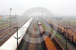 Freight Station with trains - Cargo transportation