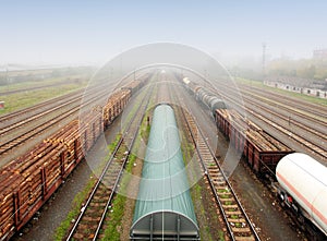 Freight Station with trains - Cargo transportation