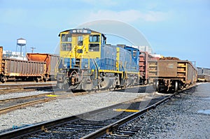 Freight Station with trains, train cargo