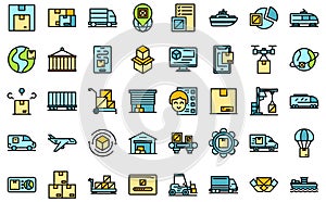 Freight traffic icons set vector flat