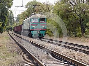 Freight train approaches to the station. Mariupol