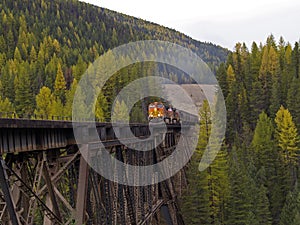 Freight Train Beginning to Cross Trestle