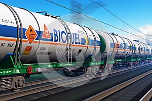 Freight train with biofuel tankcars