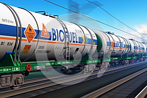 Freight train with biofuel tankcars photo