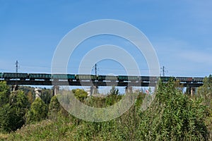 Freight train on bridge