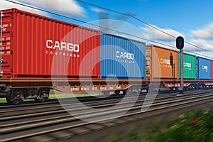 Freight train with cargo containers