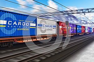 Freight train with cargo containers