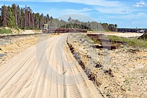 Freight train exporting production from the quarry photo