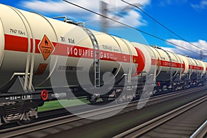 Freight train with gasoline tanker cars