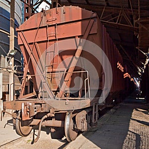 Freight train with hopper cars